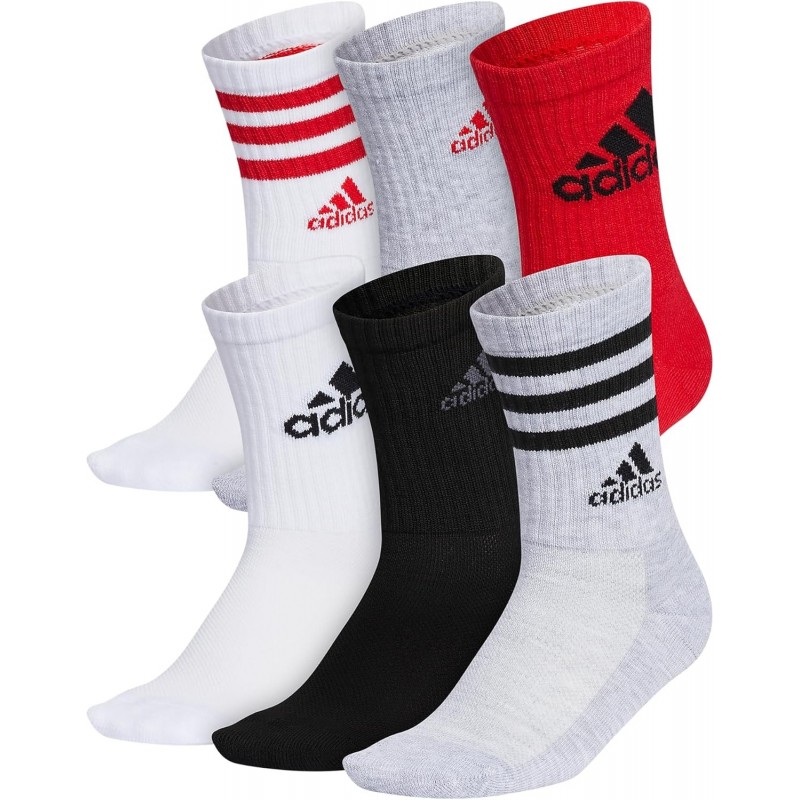 adidas Boy's Cushioned Mixed Crew 6-Pack (Little Kid/Big Kid/Adult)