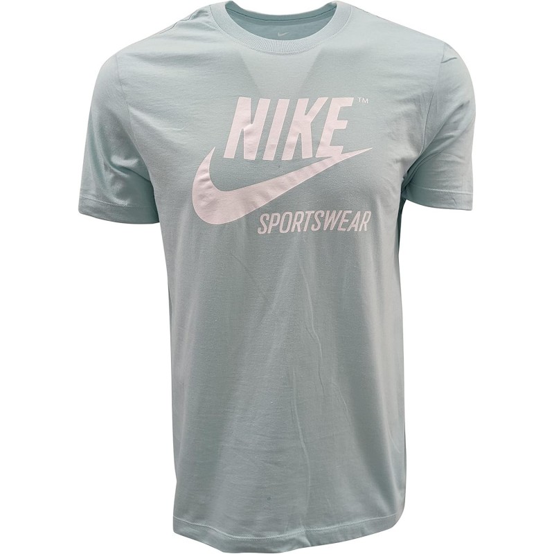 Nike Men Futura Sportswear Logo T-Shirt (Large, Light Blue/White)