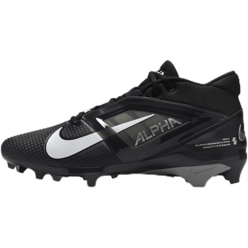 Nike Alpha Menace 4 Pro Football Cleats (FD7037-001, Black/Light Smoke Grey/White)