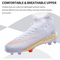 Football Cleats Men, Indoor Outdoor High Top Soccer Shoes Lightweight Shock Resistant Training Boots Breathable Professional Turf Shoes Sport Athletic Ground Football Boots FG Soccer Cleats for Men